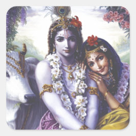 Pegatina Cuadrada Radha y Krishna