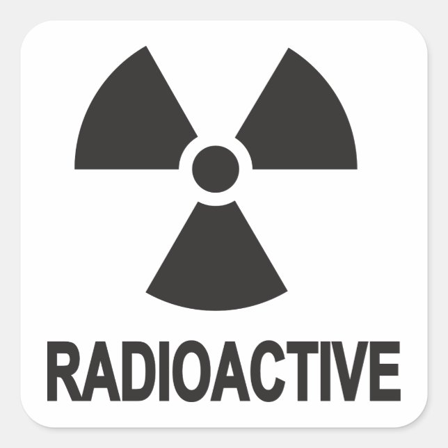 Pegatina Cuadrada Radiactivo (Anverso)