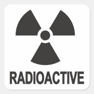 Pegatina Cuadrada Radiactivo