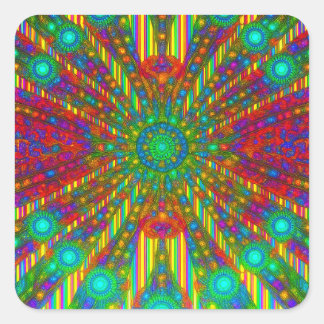 Pegatina Cuadrada Radiant Spectrum Burst Kaleidoscope Sticker