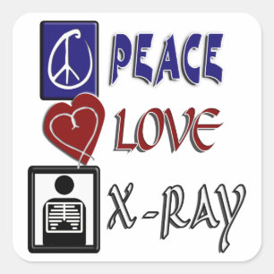 PEGATINA CUADRADA RADIOLOGÍA DE RADIOLOGÍA X-RAY DE AMOR DE LA PAZ