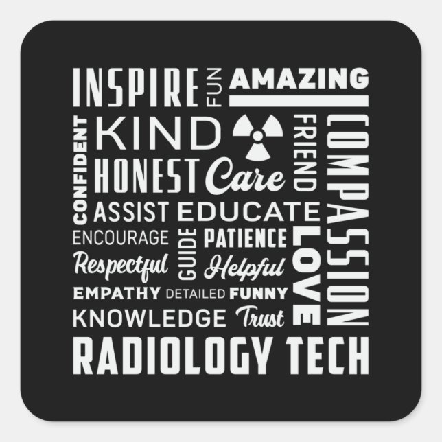 Pegatina Cuadrada Radiology Tech Technologist Rad Tech X-Ray Techs (Anverso)