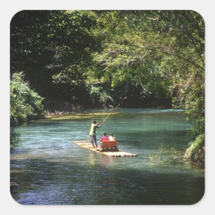 Pegatina Cuadrada rafting en el río Martha Brae, Falmouth,