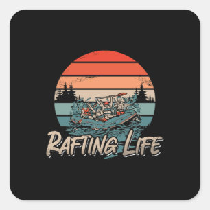 Pegatina Cuadrada Rafting Life Retro Kayak Paddling Canoe Paddle