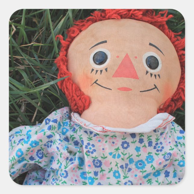 Pegatina Cuadrada Raggedy Ann Doll 1 (Anverso)