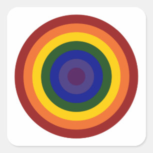 Pegatina Cuadrada Rainbow Bullseye