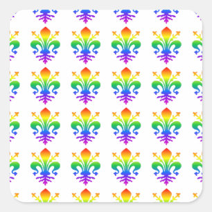 Pegatina Cuadrada Rainbow Fleur-de-lis