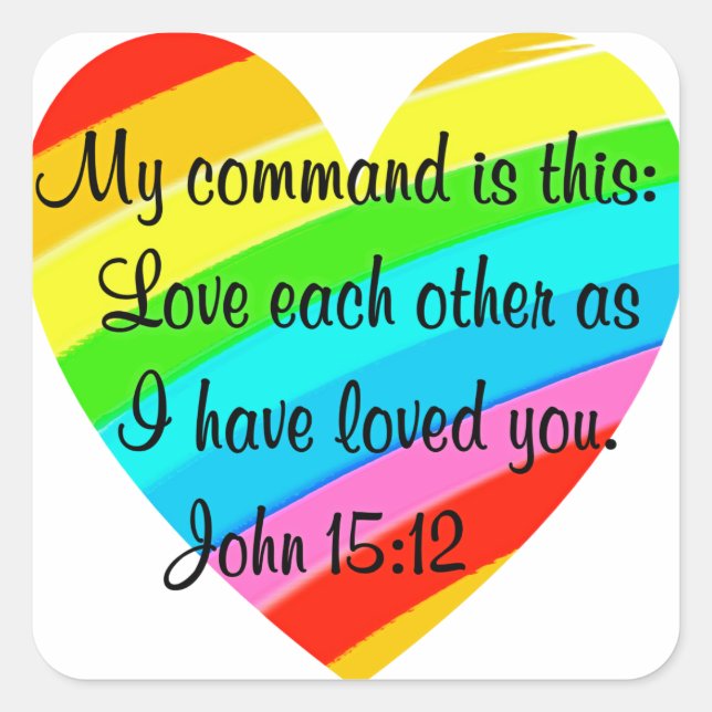 PEGATINA CUADRADA RAINBOW HEART JOHN DISEÑO 15:12 (Anverso)