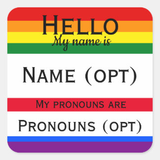 Pegatina Cuadrada Rainbow Hello Pronouns