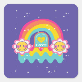 Pegatina Cuadrada Rainbow Love