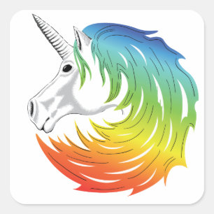 Pegatina Cuadrada Rainbow Mane Unicorn