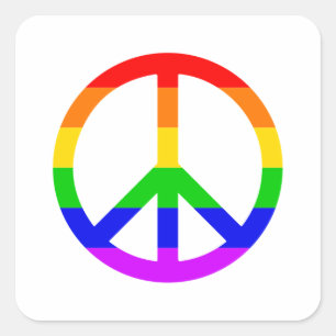 Pegatina Cuadrada Rainbow Peace Sign