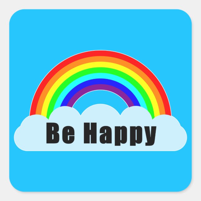Pegatina Cuadrada RAINBOW - Sé feliz (Anverso)