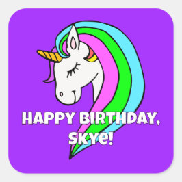 Pegatina Cuadrada Rainbow Unicorn