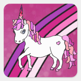 Pegatina Cuadrada Rainbow Unicorn