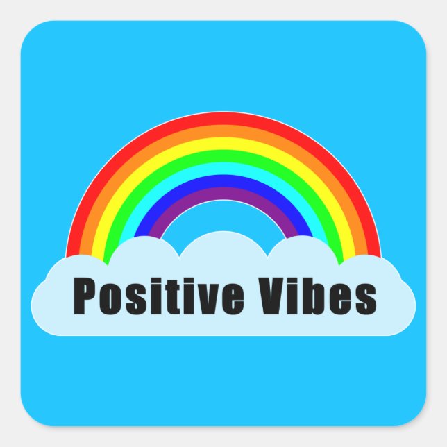 Pegatina Cuadrada RAINBOW - Vibes positivas (Anverso)