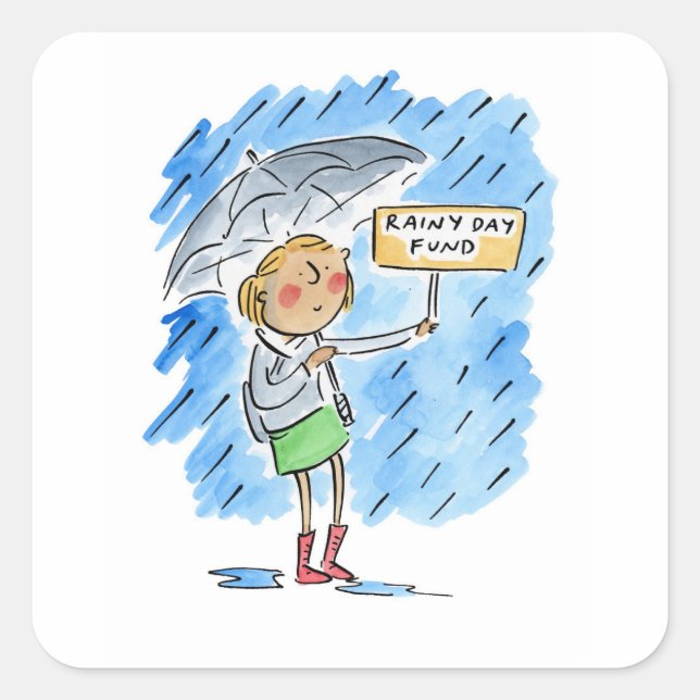 Pegatina Cuadrada Rainy Day Fund (Anverso)