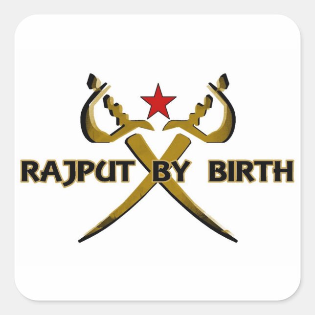 Pegatina Cuadrada Rajput Por Birth Red Star (Anverso)