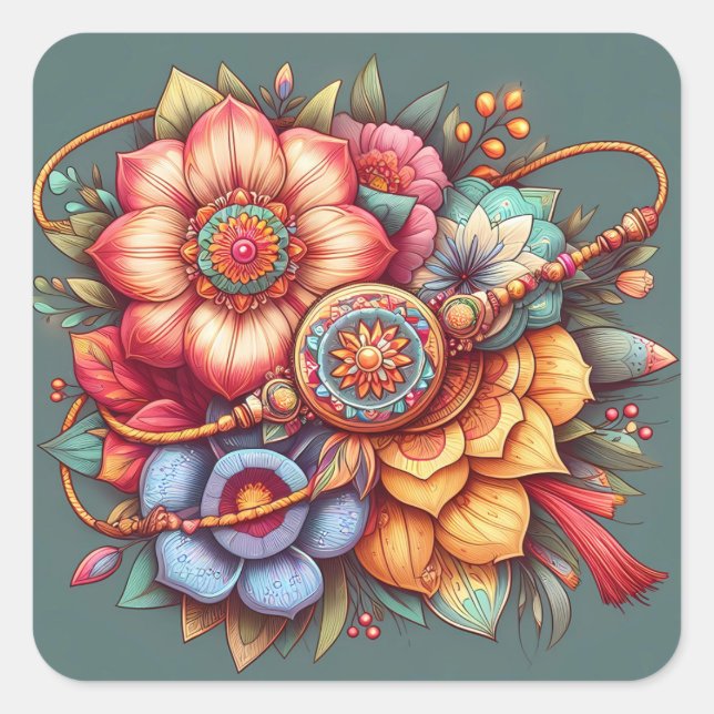 Pegatina Cuadrada raksha bandhan (Anverso)