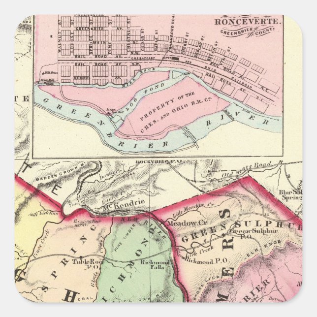 Pegatina Cuadrada Raleigh, Mercer, Summers, Monroe (Anverso)