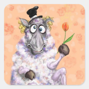 Pegatina Cuadrada Ram de amor - Romántico - Añadir tu texto / nombre