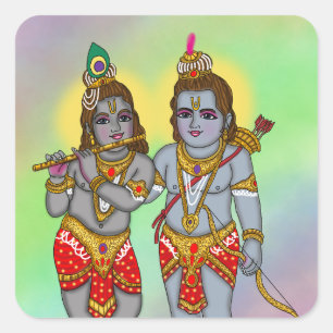 Pegatina Cuadrada Ram & Krishna Sticker