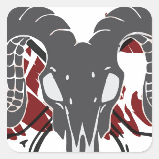 Pegatina Cuadrada Ram skull art v1