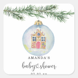 Pegatina Cuadrada Rama de invierno con ducha de juguete