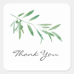 Pegatina Cuadrada Rama de olivo de la acuarela