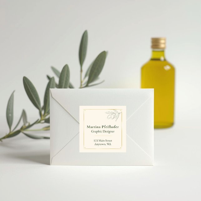 Pegatina Cuadrada rama de olivo elegante (Subido por el creador)