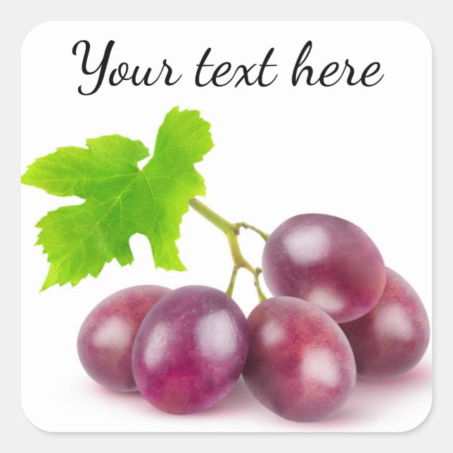 Pegatina Cuadrada Rama de uvas rojas (Anverso)