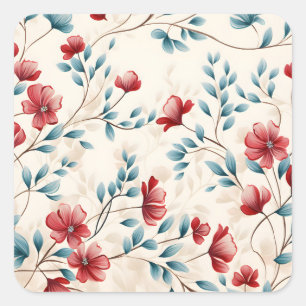 Pegatina Cuadrada Rama floral botánica elegante