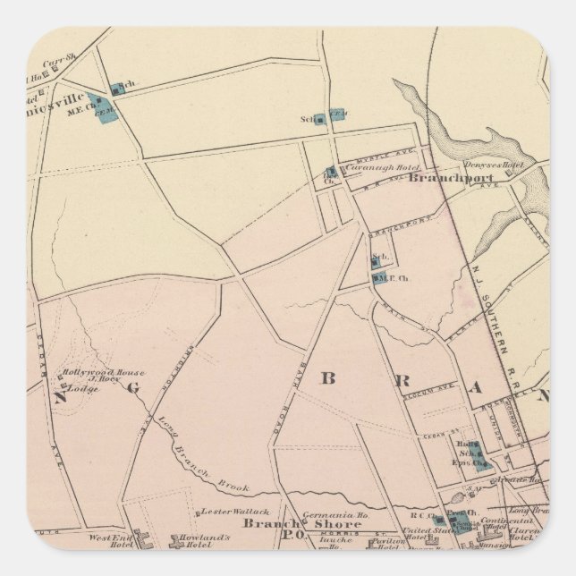 Pegatina Cuadrada Rama larga, NJ (Anverso)