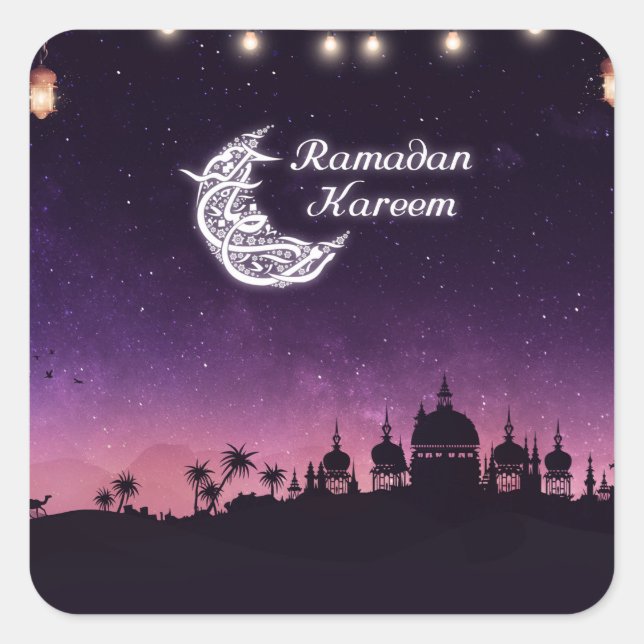 Pegatina Cuadrada Ramadan Kareem (Anverso)