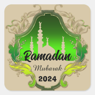 Pegatina Cuadrada Ramadan Kareem año personalizado 2026