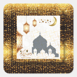 Pegatina Cuadrada Ramadan kareem golden