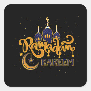 Pegatina Cuadrada Ramadan Kareem Mubarak Ayunando