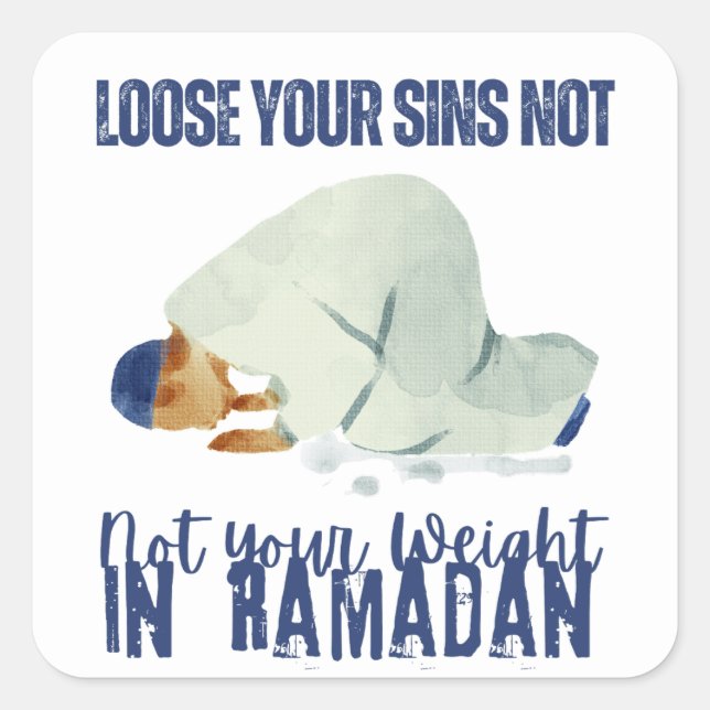 Pegatina Cuadrada Ramadan Kareem Pray (Anverso)