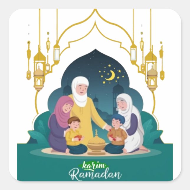 Pegatina Cuadrada Ramadan Karim (Anverso)