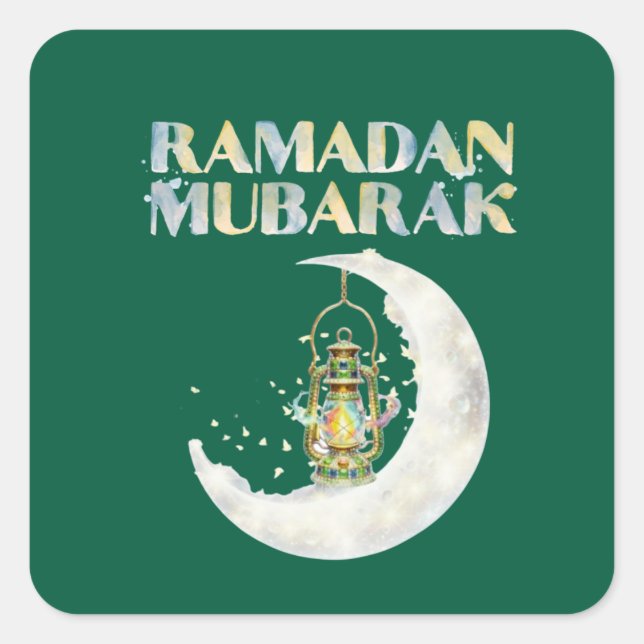 Pegatina Cuadrada Ramadan Mubarak (Anverso)