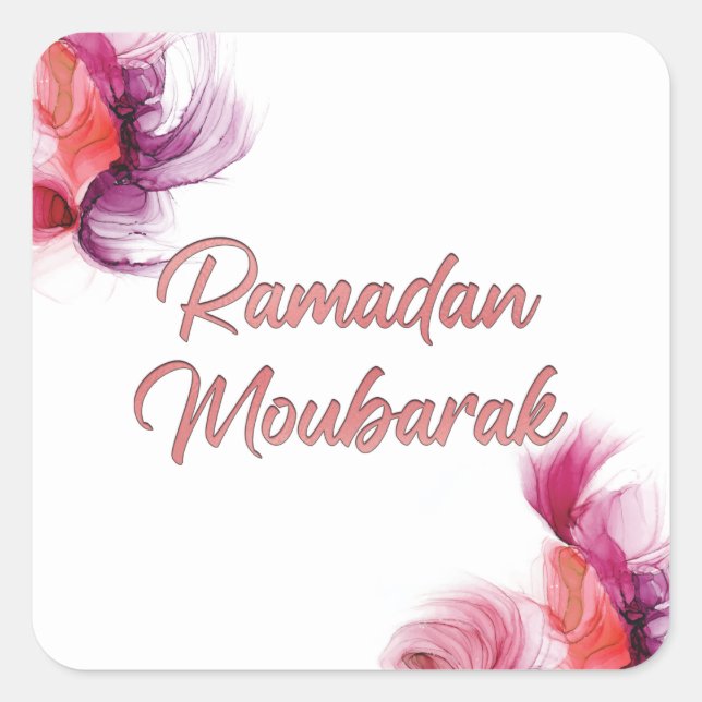 Pegatina Cuadrada Ramadan Mubarak arte islámico (Anverso)