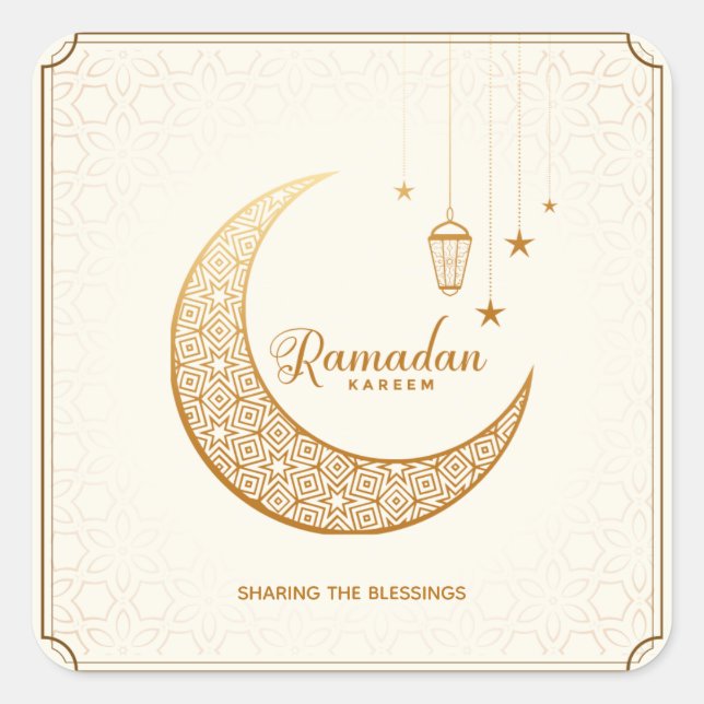 Pegatina Cuadrada Ramazan | Ramadan Kareen (Anverso)