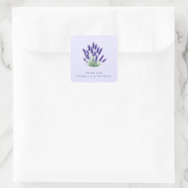 Pegatina Cuadrada Ramo de acuarela de lavanda suave (Bolso)