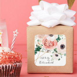 Pegatina Cuadrada Ramo de flores personalizado del jardín botánico f