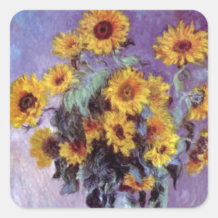 Pegatina Cuadrada Ramo de girasoles de Claude Monet, Arte Antiguo