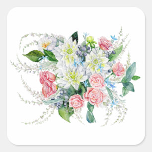 Pegatina Cuadrada Ramo Floral