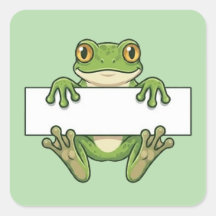 Rana Adorable Sosteniendo un Cartel en Blanco Dibu