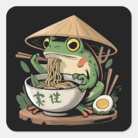 Rana comiendo ramen kawaii neko fideos japoneses