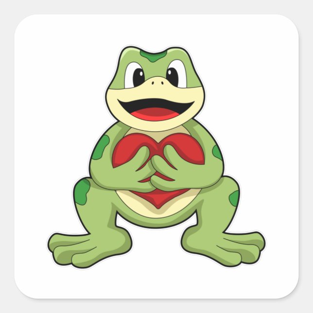 Pegatina Cuadrada Rana con corazón (Anverso)