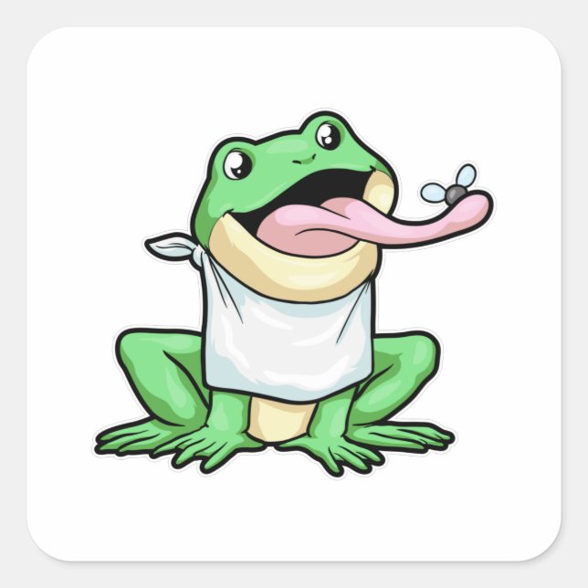 Pegatina Cuadrada Rana con escarabajo (Anverso)
